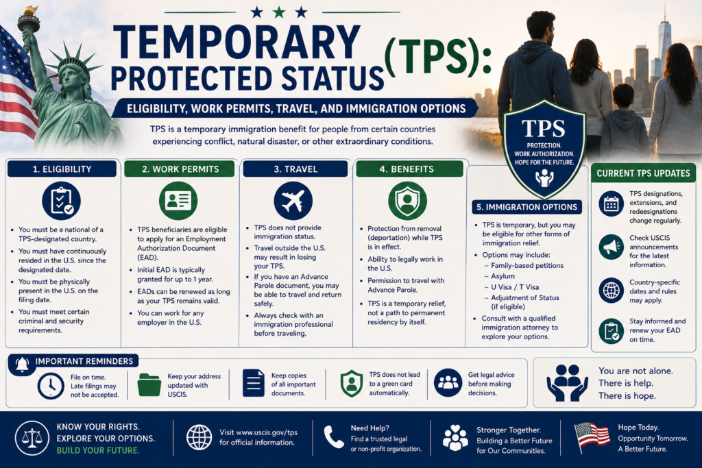 Temporary Protected Status (TPS): Eligibility, Work Permits, Travel, and Immigration Options